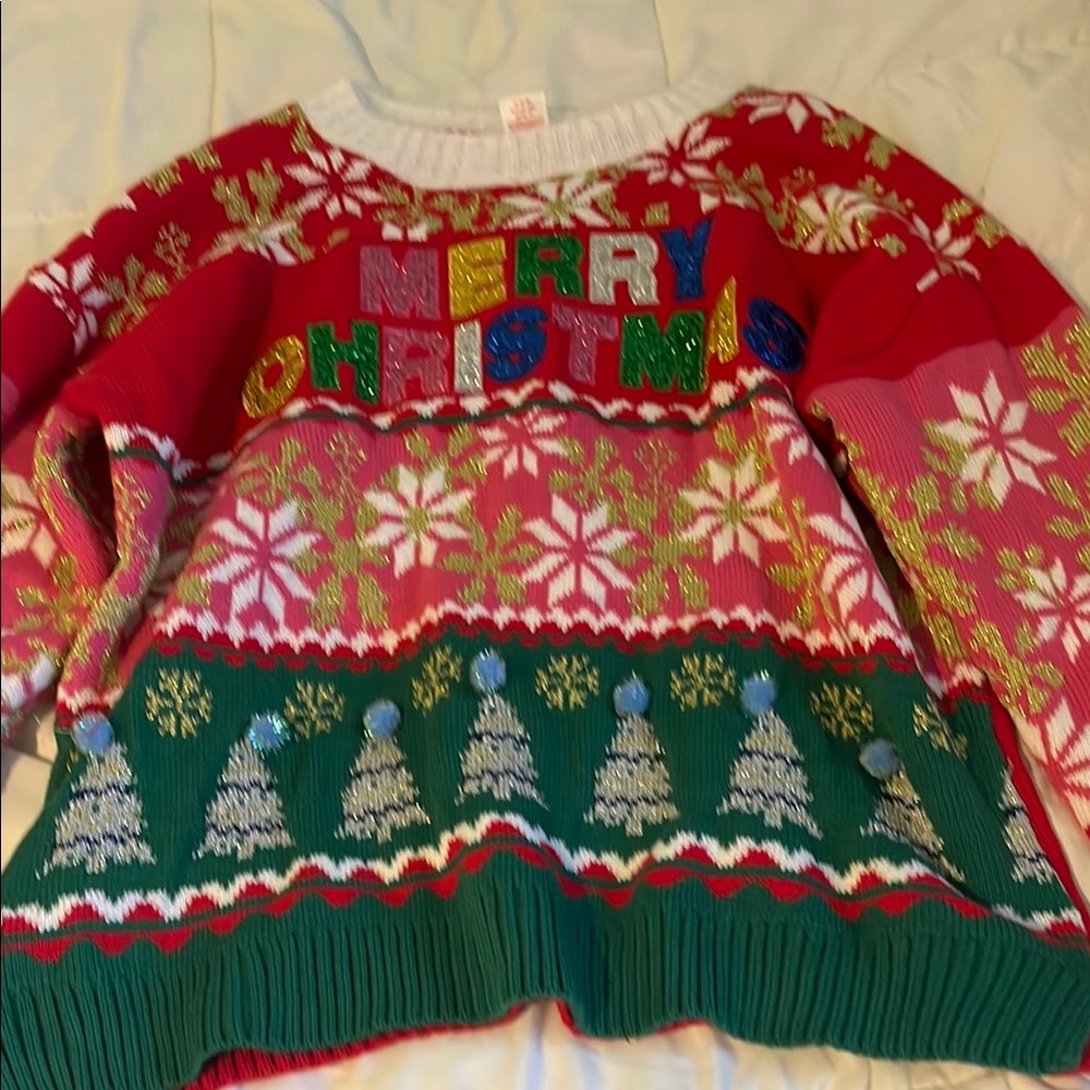 Festive Holiday Sweater - Red, Green, White